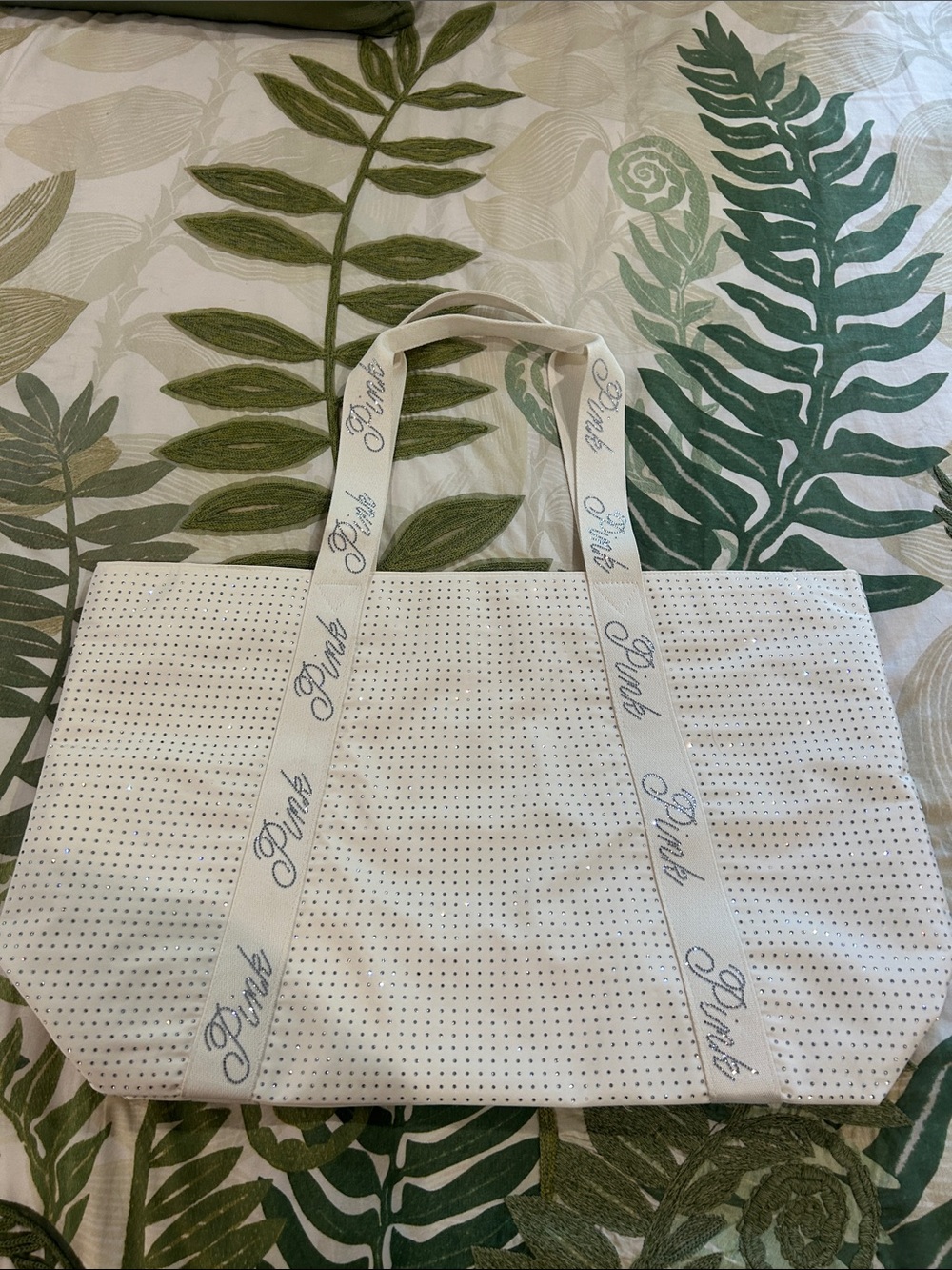 Victoria Secret PINK white sequin tote